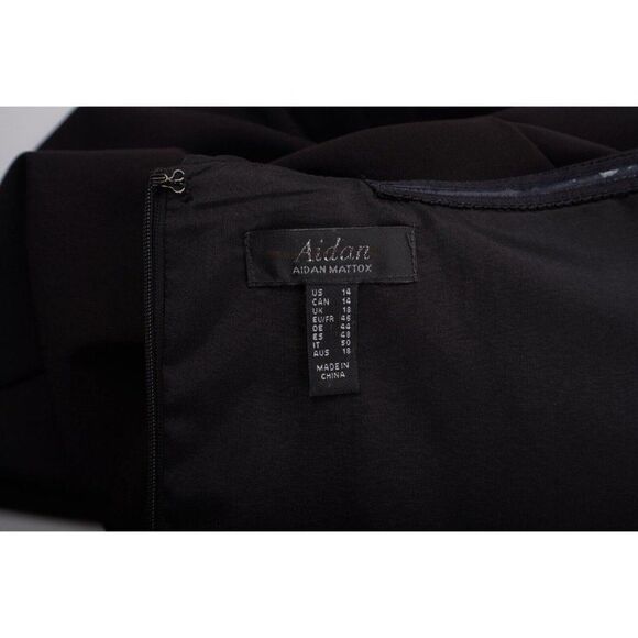 Aidan Mattox Womans Crepe Midi Dress One Shoulder Size US 14 Black cut out NWT - Picture 7 of 7